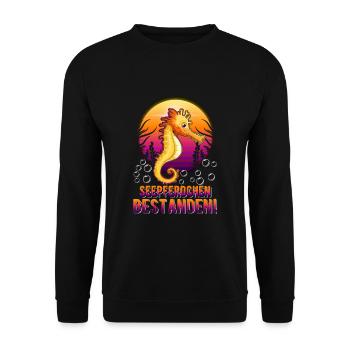 Les hippocampes ont réussi des badges de natation - Sweat-shirt Unisexe - noir - Devant - Alina (178cm) & Michal (187cm)