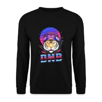 Drum Bass Tiger Elektronische Musik Vaporwave - Unisex Pullover - Schwarz - Vorne - Alina (178cm) & Michal (187cm)