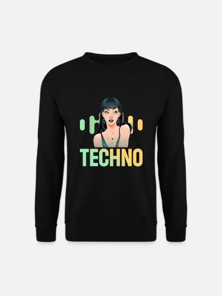 Techno Mädchen Musiker DJ Bass Musik Fan - Unisex Pullover - Schwarz