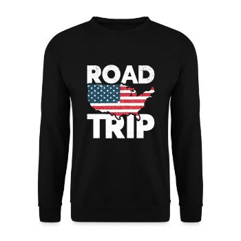 Roadtrip Amerikanischer Reisender USA Reisen - Unisex Pullover - Schwarz - Vorne - Alina (178cm) & Michal (187cm)
