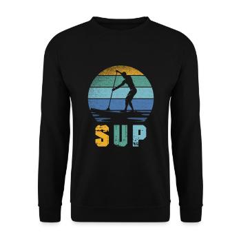 Retro Paddeln SUP Stand Paddle Board - Unisex Sweatshirt - black - Front - Alina (178cm) & Michal (187cm)