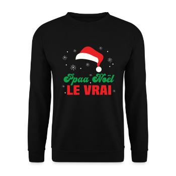 Papa noel le vrai cadeau costume papa chapeau - Sweat-shirt Unisexe - noir - Devant - Alina (178cm) & Michal (187cm)