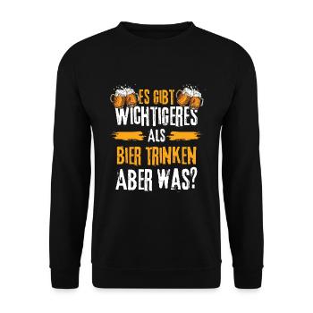 Biertrinker Spruch Bier trinken und Bierliebhaber - Unisex Pullover - Schwarz - Vorne - Alina (178cm) & Michal (187cm)