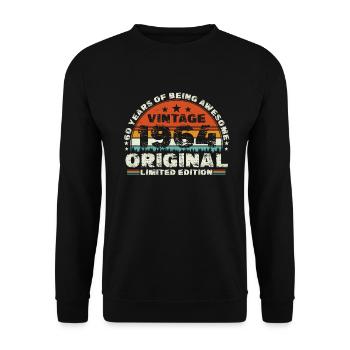 60 Years 60 Birthday Gift Vintage 1964 - Unisex Sweatshirt - black - Front - Alina (178cm) & Michal (187cm)