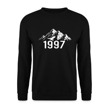 Jahrgang 1997 Geburtstag - 1997 Retro Geschenkidee - Unisex Pullover - Schwarz - Vorne - Alina (178cm) & Michal (187cm)