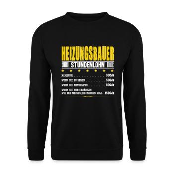 Heizungsbauer Stundenlohn Heizungsbau Meister - Unisex Pullover - Schwarz - Vorne - Alina (178cm) & Michal (187cm)