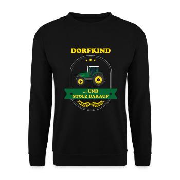 Dorfkind und stolz darauf Bauer Traktor Trecker - Unisex Pullover - Schwarz - Vorne - Alina (178cm) & Michal (187cm)
