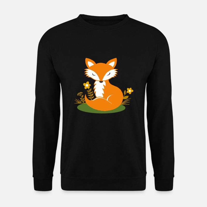 Renard fatigué mignon avec des fleurs sur or - Sweat-shirt Unisexe - noir