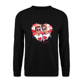 LGBT Gay Valentinstag Idee für Schwule - Unisex Pullover - Schwarz - Vorne - Alina (178cm) & Michal (187cm)