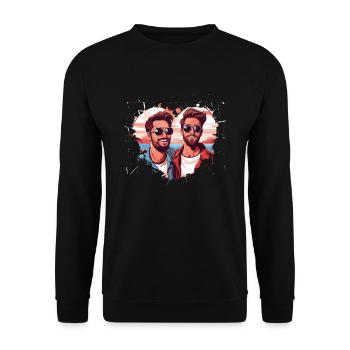 LGBT Gay Valentinstag Idee für Schwule - Unisex Pullover - Schwarz - Vorne - Alina (178cm) & Michal (187cm)
