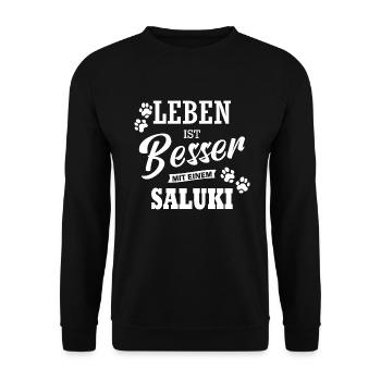 Leben Ist Besser Mit Einem Saluki Hund Hunde - Unisex Pullover - Schwarz - Vorne - Alina (178cm) & Michal (187cm)