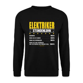 Elektriker Stundenlohn Elektromeister Elektroniker - Unisex Pullover - Schwarz - Vorne - Alina (178cm) & Michal (187cm)
