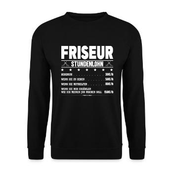 Friseur Gehalt Friseuse Gehalt Friseurmeister - Unisex Pullover - Schwarz - Vorne - Alina (178cm) & Michal (187cm)
