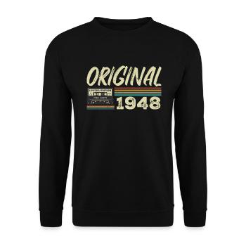 Original 1948 Retro Birthday Gift Born in 1948 - Unisex Sweatshirt - black - Front - Alina (178cm) & Michal (187cm)