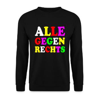 Alle gegen rechts - Unisex Pullover - Schwarz - Vorne - Alina (178cm) & Michal (187cm)