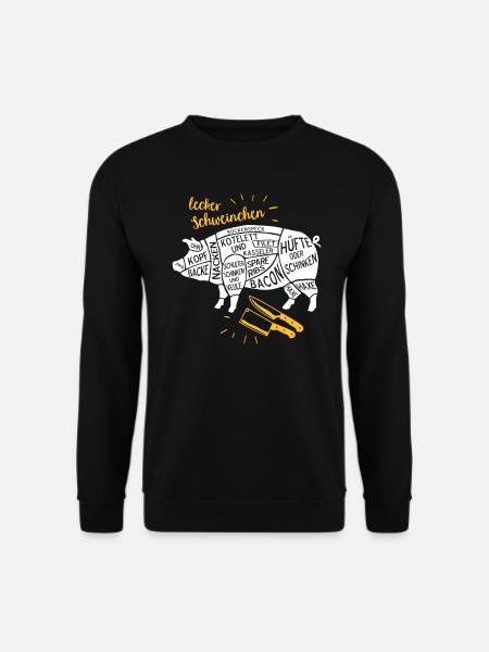 lecker Schweinchen lustiges Grill Shirt Geschenk - Unisex Pullover - Schwarz