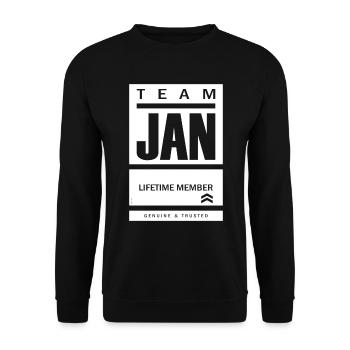 Name Jan - Unisex Sweatshirt - black - Front - Alina (178cm) & Michal (187cm)