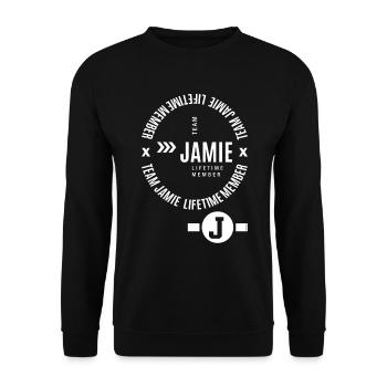Name Jamie - Unisex Sweatshirt - black - Front - Alina (178cm) & Michal (187cm)