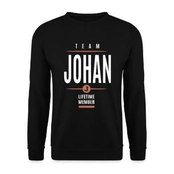 Johan Lifetime-Mitglied - Unisex Pullover - Schwarz - Vorne - Alina (178cm) & Michal (187cm)