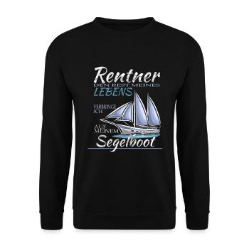 Leben auf Segelbot als Rentner - Unisex Pullover - Schwarz - Vorne - Alina (178cm) & Michal (187cm)