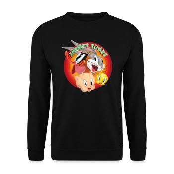 Looney Tunes Groupe Logo - Sweat-shirt Unisexe - noir - Devant - Alina (178cm) & Michal (187cm)