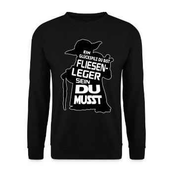 Berufe Bau Handwerker Du musst Fliesenleger - Unisex Pullover - Schwarz - Vorne - Alina (178cm) & Michal (187cm)