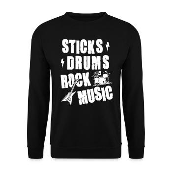 Sticks Drums Rock and Musics - Unisex Pullover - Schwarz - Vorne - Alina (178cm) & Michal (187cm)