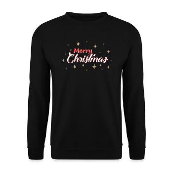 Merry Christmas Sterne Weihnachten - Unisex Pullover - Schwarz - Vorne - Alina (178cm) & Michal (187cm)