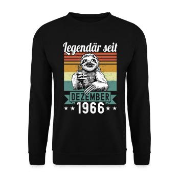 Sloth Legendary since December 1966 birthday - Unisex Sweatshirt - black - Front - Alina (178cm) & Michal (187cm)