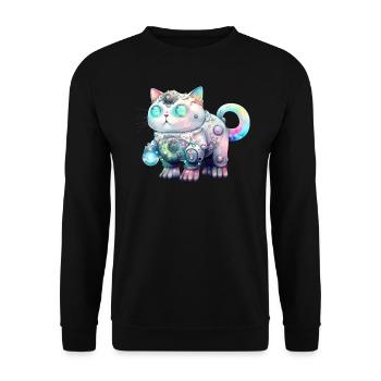 Kawaii Robot Cat - Unisex Sweatshirt - black - Front - Alina (178cm) & Michal (187cm)
