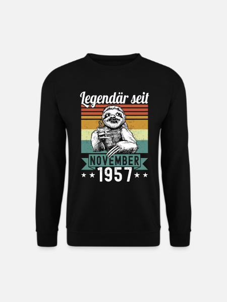 Faultier Legendär seit November 1957 Geburtstag - Unisex Pullover - Schwarz