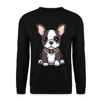 Niedliche Bulldogge Mops Hund - Unisex Pullover - Schwarz - Vorne - Alina (178cm) & Michal (187cm)
