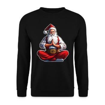Santa Claus makes yoga - Unisex Sweatshirt - black - Front - Alina (178cm) & Michal (187cm)