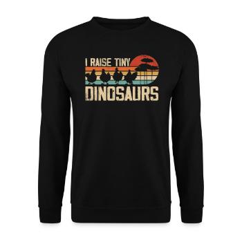 I Raise Tiny Dinosaurs Vintage Retro Chicken - Unisex Sweatshirt - black - Front - Alina (178cm) & Michal (187cm)