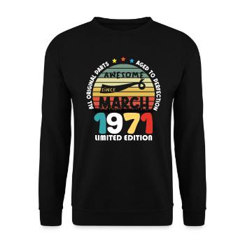 53 Jahre alt Hergestellt in 1971 Jahrgang März 1971 - Unisex Pullover - Schwarz - Vorne - Alina (178cm) & Michal (187cm)