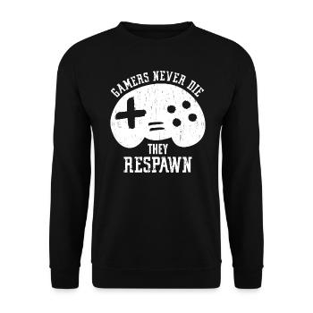 Gamers Never Die - Unisex Sweatshirt - black - Front - Alina (178cm) & Michal (187cm)