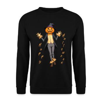 Joyeux Halloween citrouille chapeau de sorcière épouvantail - Sweat-shirt Unisexe - noir - Devant - Alina (178cm) & Michal (187cm)