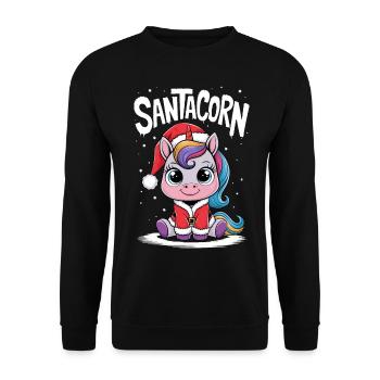 Unicorn Christmas Santa Funny Cute Santacorn - Unisex Sweatshirt - black - Front - Alina (178cm) & Michal (187cm)