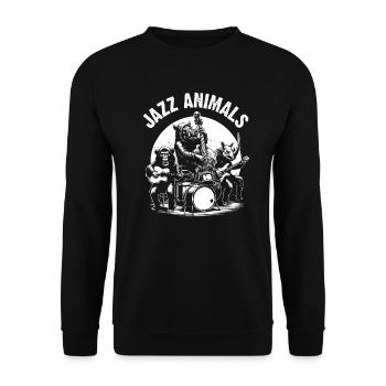 Lustige Tiere Jazzband - Unisex Pullover - Schwarz - Vorne - Alina (178cm) & Michal (187cm)