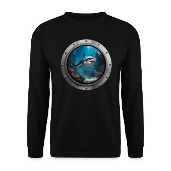 Shark Animal - Unisex Sweatshirt - black - Front - Alina (178cm) & Michal (187cm)