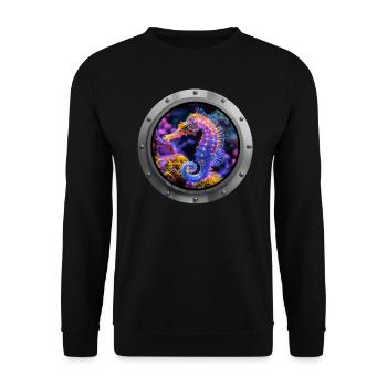 Seahorse Animal - 4 - Unisex Sweatshirt - black - Front - Alina (178cm) & Michal (187cm)