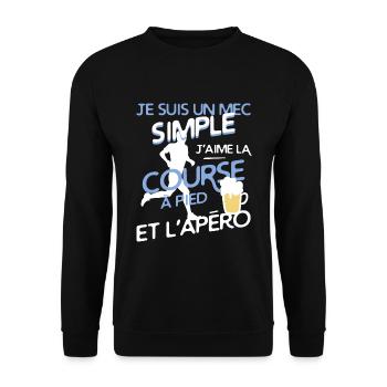 Course à pied - un mec simple - Sweat-shirt Unisexe - noir - Devant - Alina (178cm) & Michal (187cm)