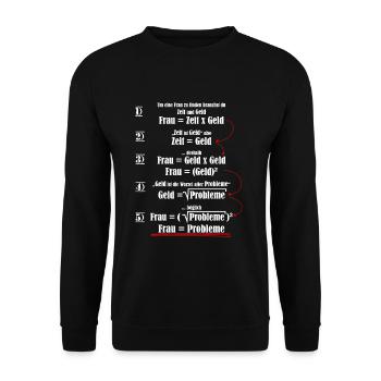 Frauenformel Frau gleich Probleme Shirt - Unisex Pullover - Schwarz - Vorne - Alina (178cm) & Michal (187cm)