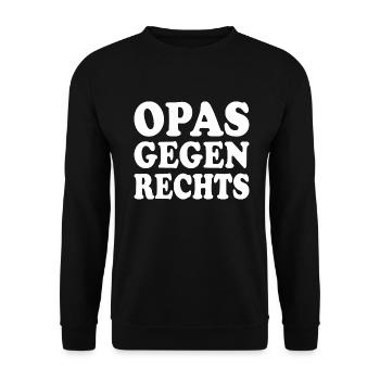 Opas gegen rechts - Unisex Pullover - Schwarz - Vorne - Alina (178cm) & Michal (187cm)