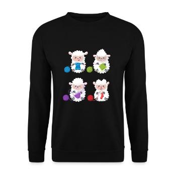 Knitting crochet needlework cartoon cute sheep - Unisex Sweatshirt - black - Front - Alina (178cm) & Michal (187cm)