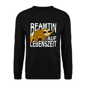 Beamtin - Öffentlicher Dienst Lehrer Faultier - Unisex Pullover - Schwarz - Vorne - Alina (178cm) & Michal (187cm)