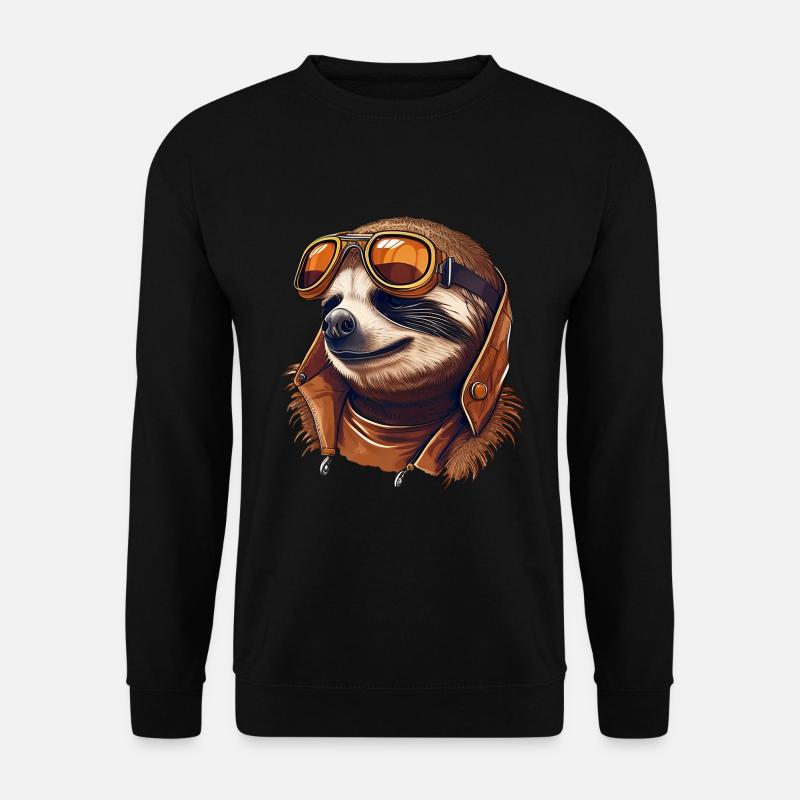 Sloth with aviator goggles - Unisex Sweatshirt - black