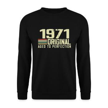 Né en 1971 - Vintage 1971 - 53e Anniversaire Rétro - Sweat-shirt Unisexe - noir - Devant - Alina (178cm) & Michal (187cm)