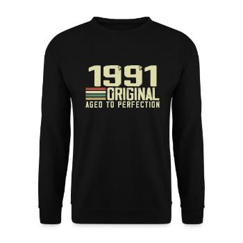 Né en 1991 - Vintage 1991 - 33e Anniversaire Rétro - Sweat-shirt Unisexe - noir - Devant - Alina (178cm) & Michal (187cm)