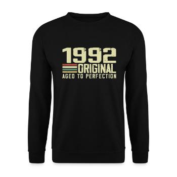 Né en 1992 - Vintage 1992 - 32e Anniversaire Rétro - Sweat-shirt Unisexe - noir - Devant - Alina (178cm) & Michal (187cm)